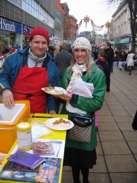Prasādam distribution in Leicester city centre